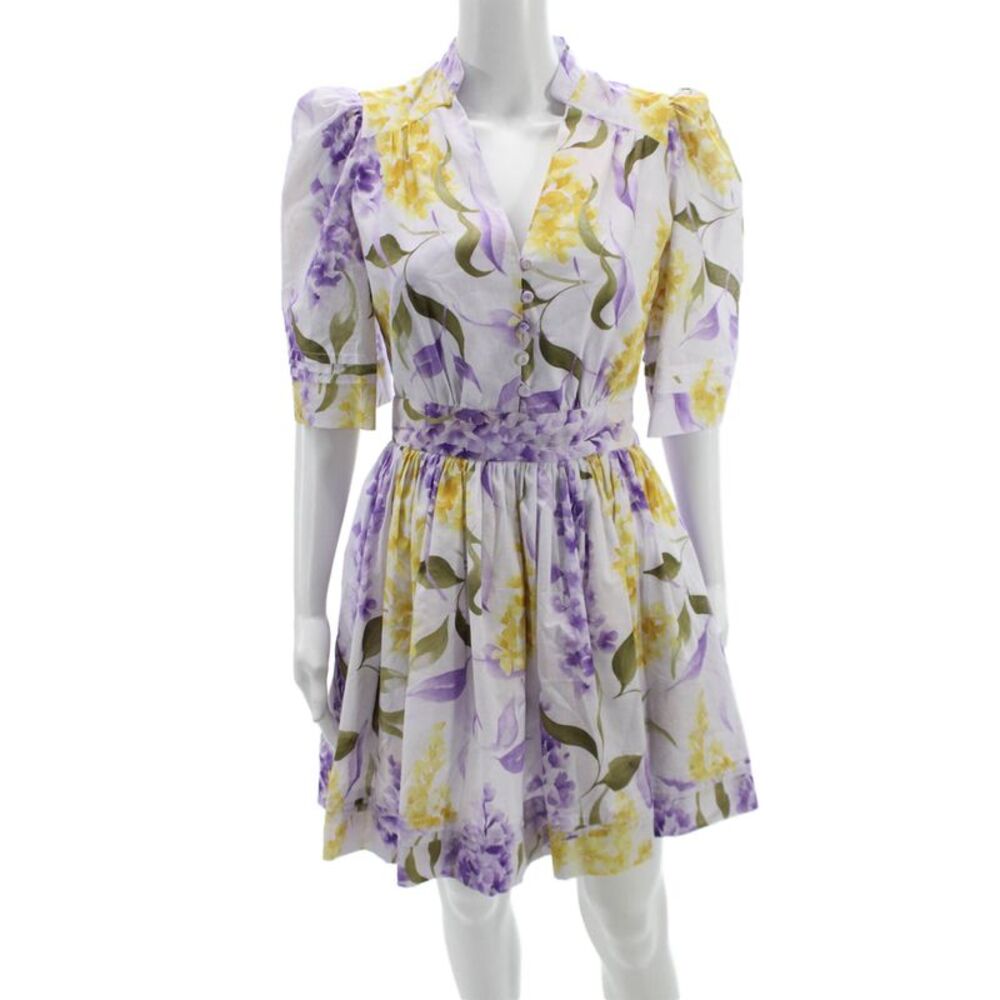 Paola Zuin Women Fit & Flare Dress Multicolor Cotton Collared Button Size 40 - Picture 1 of 7